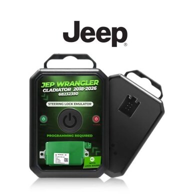 Jeep Wrangler Gladiator 2018-2026 vairo užrakto emuliatorius (reikia programuoti) Jeep Wrangler Gladiator 2018-2026 vairo užrakto emuliatorius (reikia programuoti)