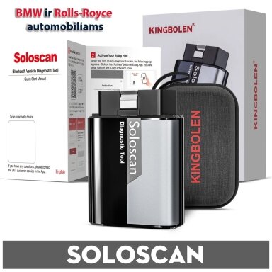 KINGBOLEN SOLOSCAN OBD2 Bluetooth adapteris, skirtas BMW, Mini ir Rolls-Royce automobiliams